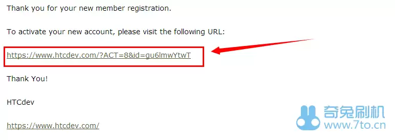 邮件中的账户激活链接