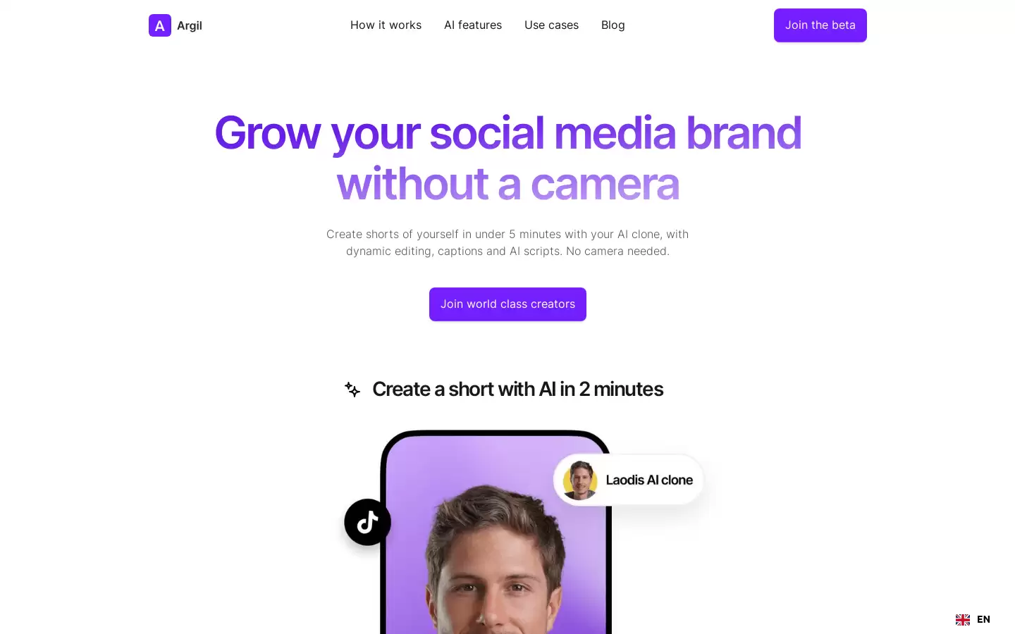Argil AI：一款可完成形象和声音克隆的AI工具