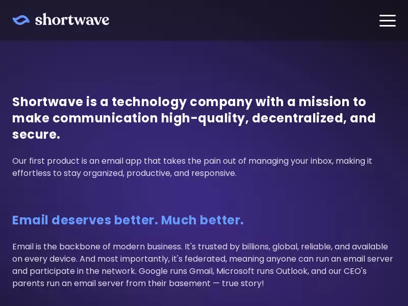 Shortwa ve : 高质量、去中心化、安全的邮件应用