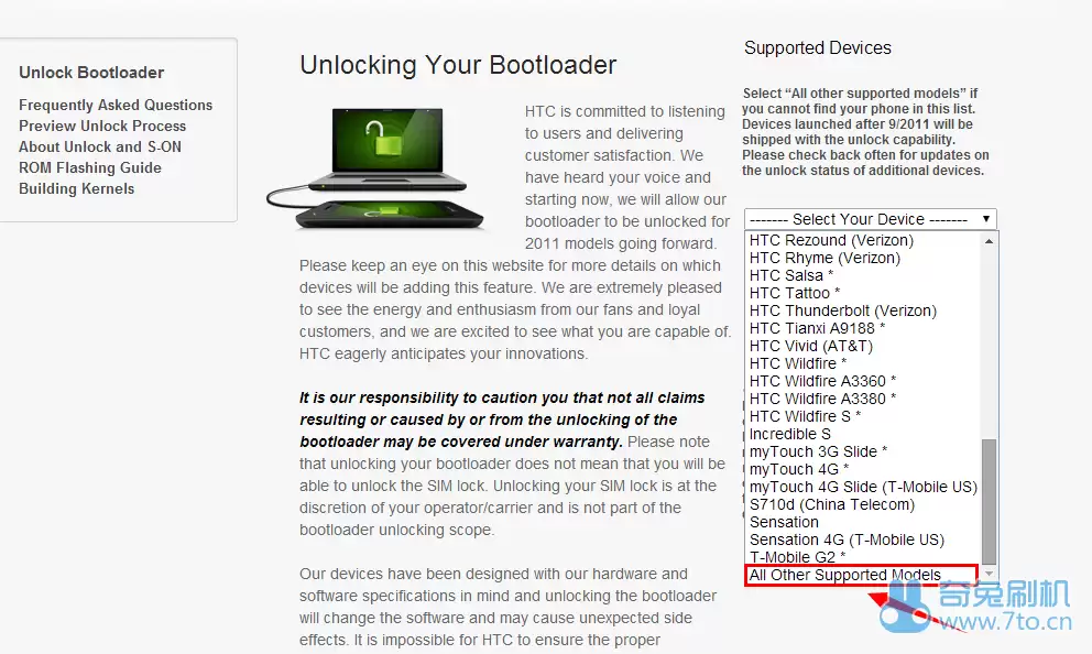 选择All Other Supported Models选项