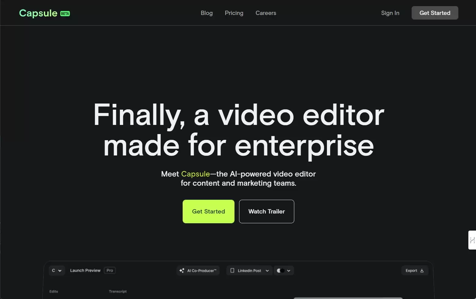Capsule-Capsule 是一个面向企业团队的人工智能视频编辑器（个人和小团队可免费使用）