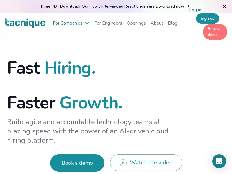 Tacnique : 碘伏技术招聘，实现远程面试