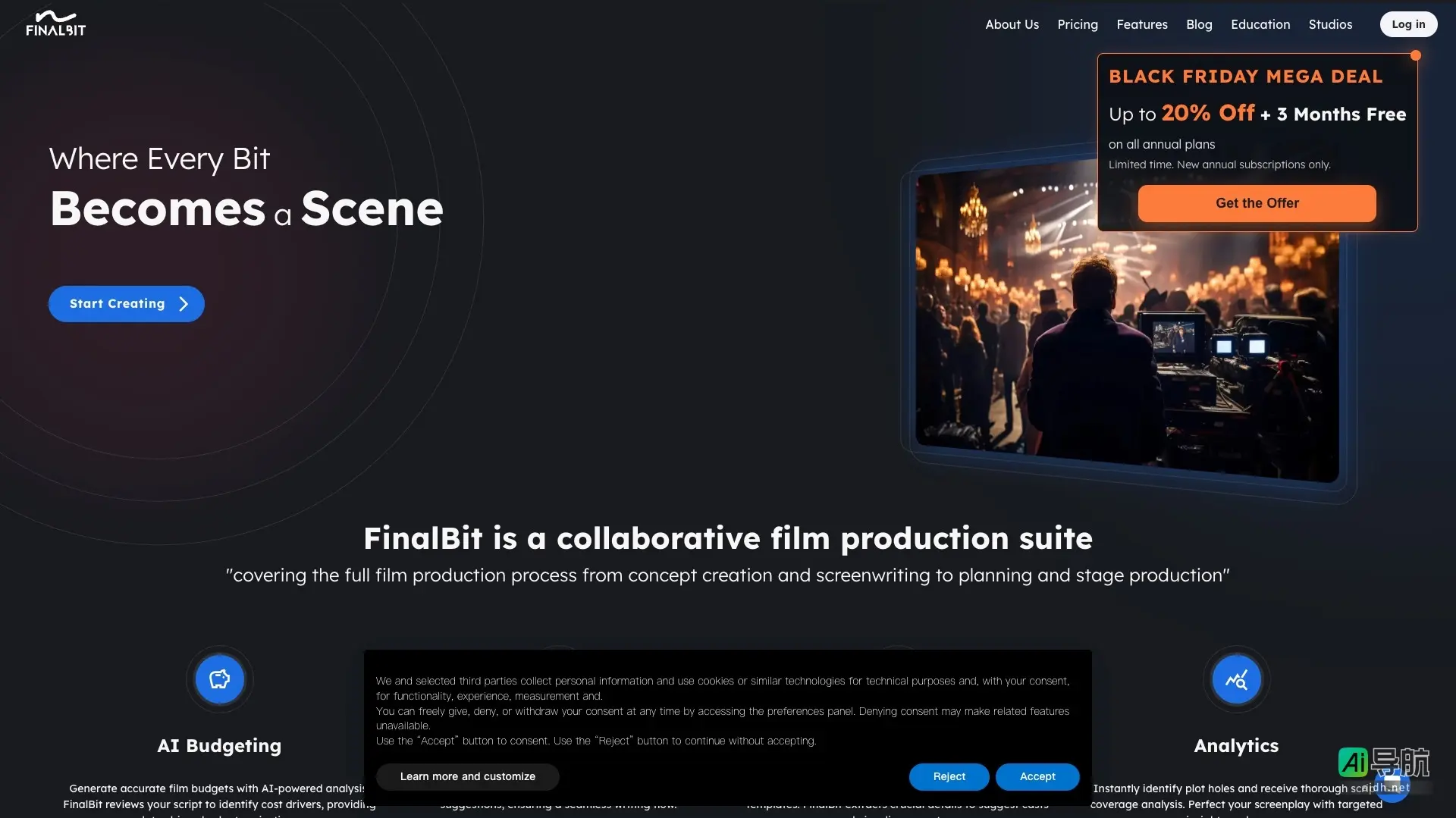 FinalBit 全方位电影制作套件，AI驱动创作与预算管理，提升编剧与制作效率