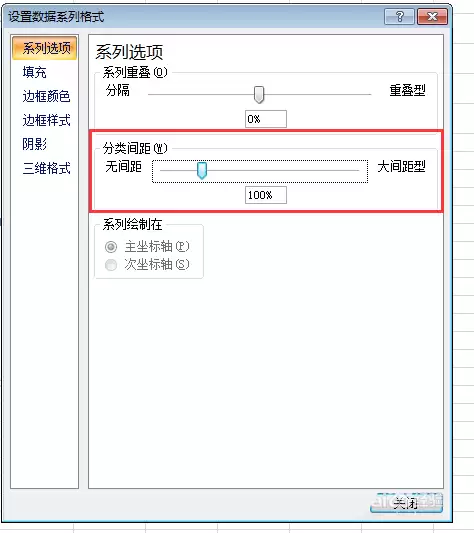 excel表格中直条图怎么调节直条间的间距