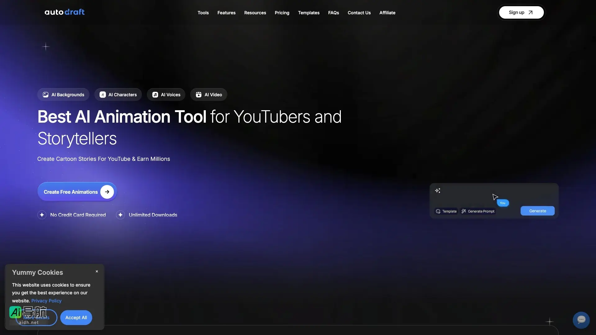 AutoDraft AI AI动画制作工具，专为故事创作者设计，提供无限下载与多平台支持