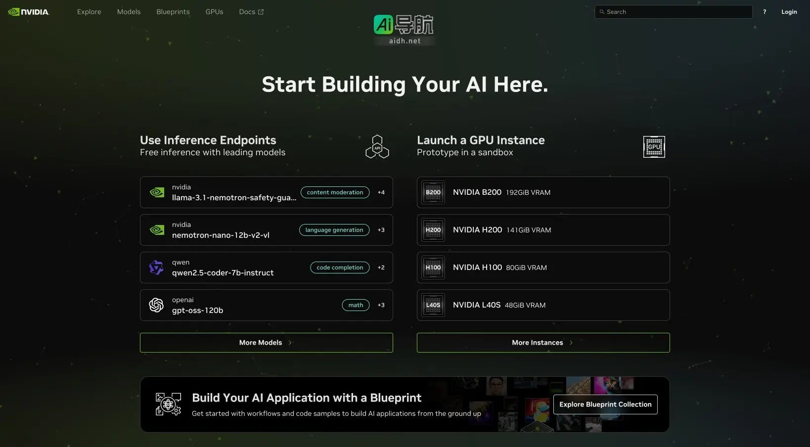 Try NVIDIA NIM APIs 提供NVIDIA的AI模型和GPU资源，帮助用户快速构建和原型化AI应用