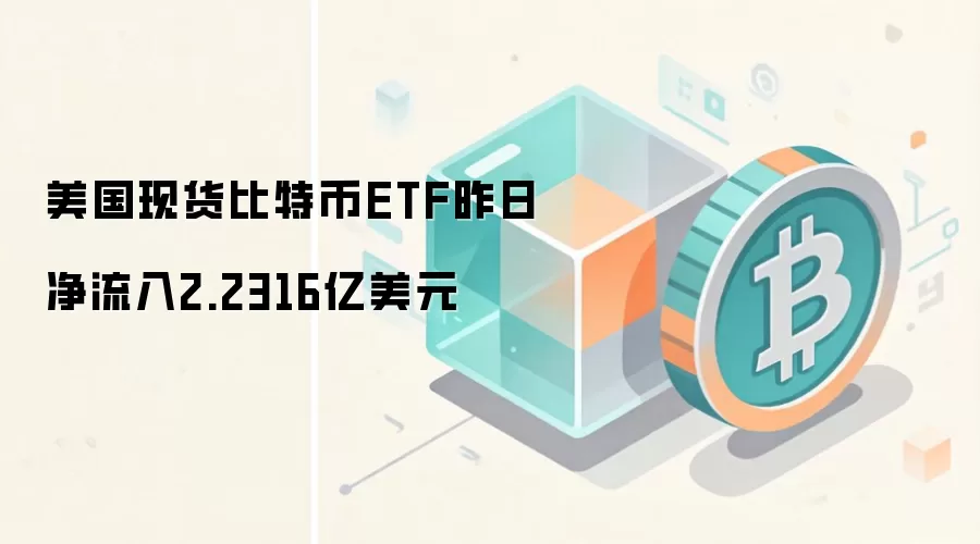 美国现货比特币ETF昨日净流入2.2316亿美元