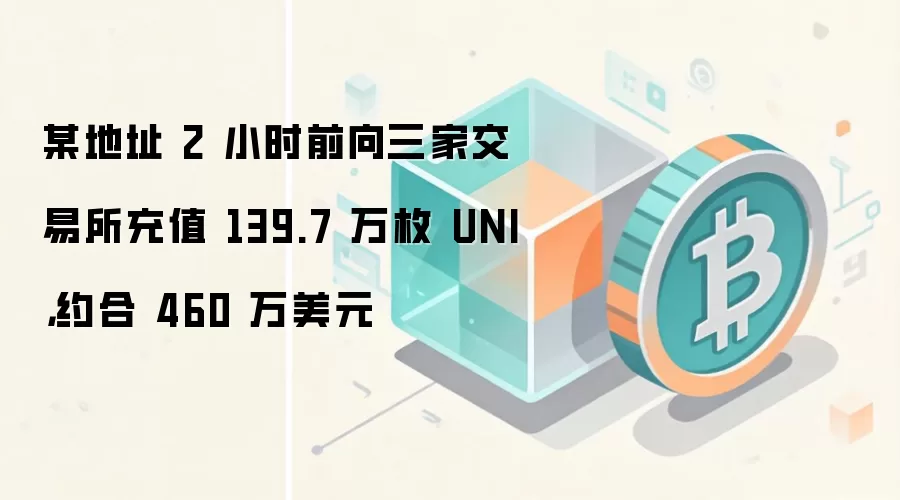 某地址 2 小时前向三家交易所充值 139.7 万枚 UNI，约合 460 万美元
