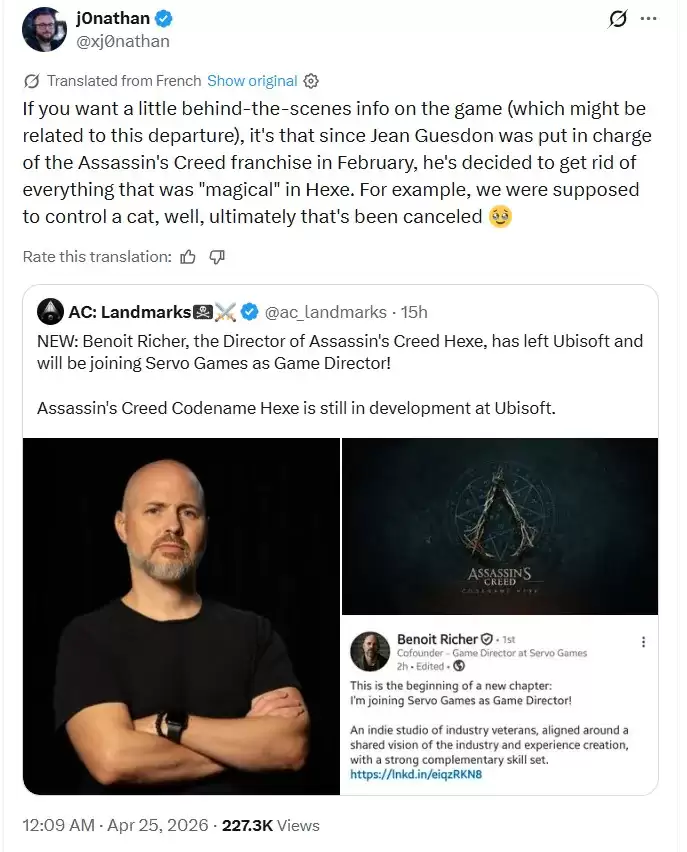 传《刺客信条：女巫》所有魔法元素遭移除 又有关键开发者离开