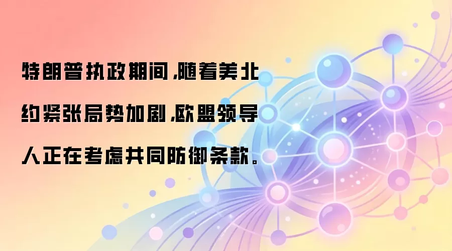 特朗普执政期间，随着美北约紧张局势加剧，欧盟领导人正在考虑共同防御条款。