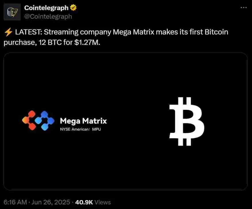 CoinMarketCap数据分析：Mega Matrix申请20亿美元架构建设Ethena稳定币治理财库