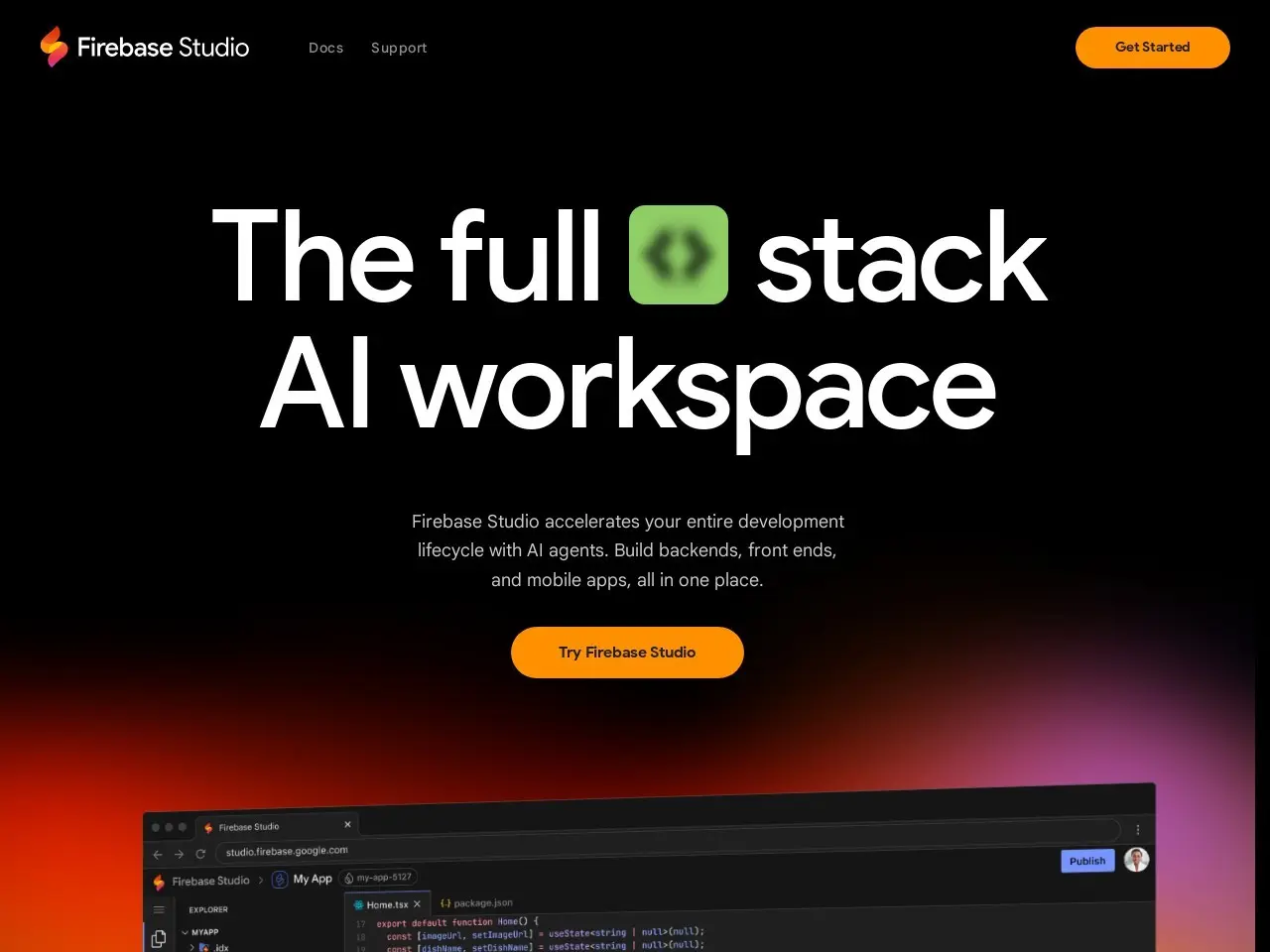 Firebase Studio 一站式平台，人工智能助力，全栈开发，无缝集成，快速部署，让创意轻松变为现实！