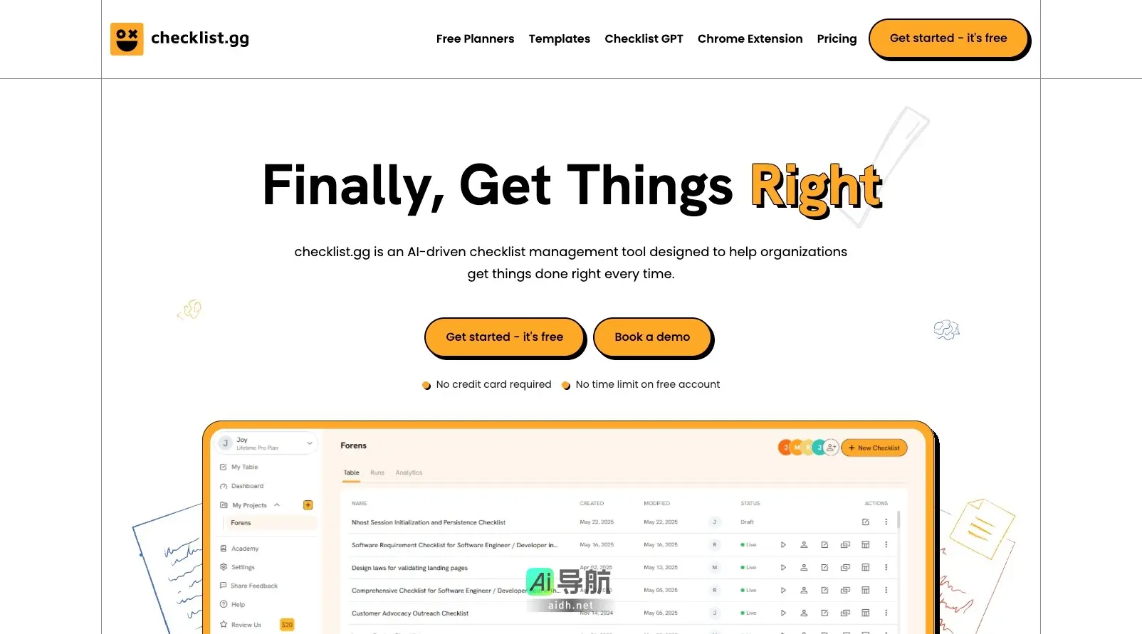 checklist Checklist.gg是一个AI驱动的清单管理工具，帮助组织高效准确地完成任务