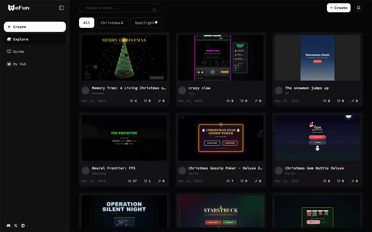 wefun.ai-无代码AI游戏生成平台