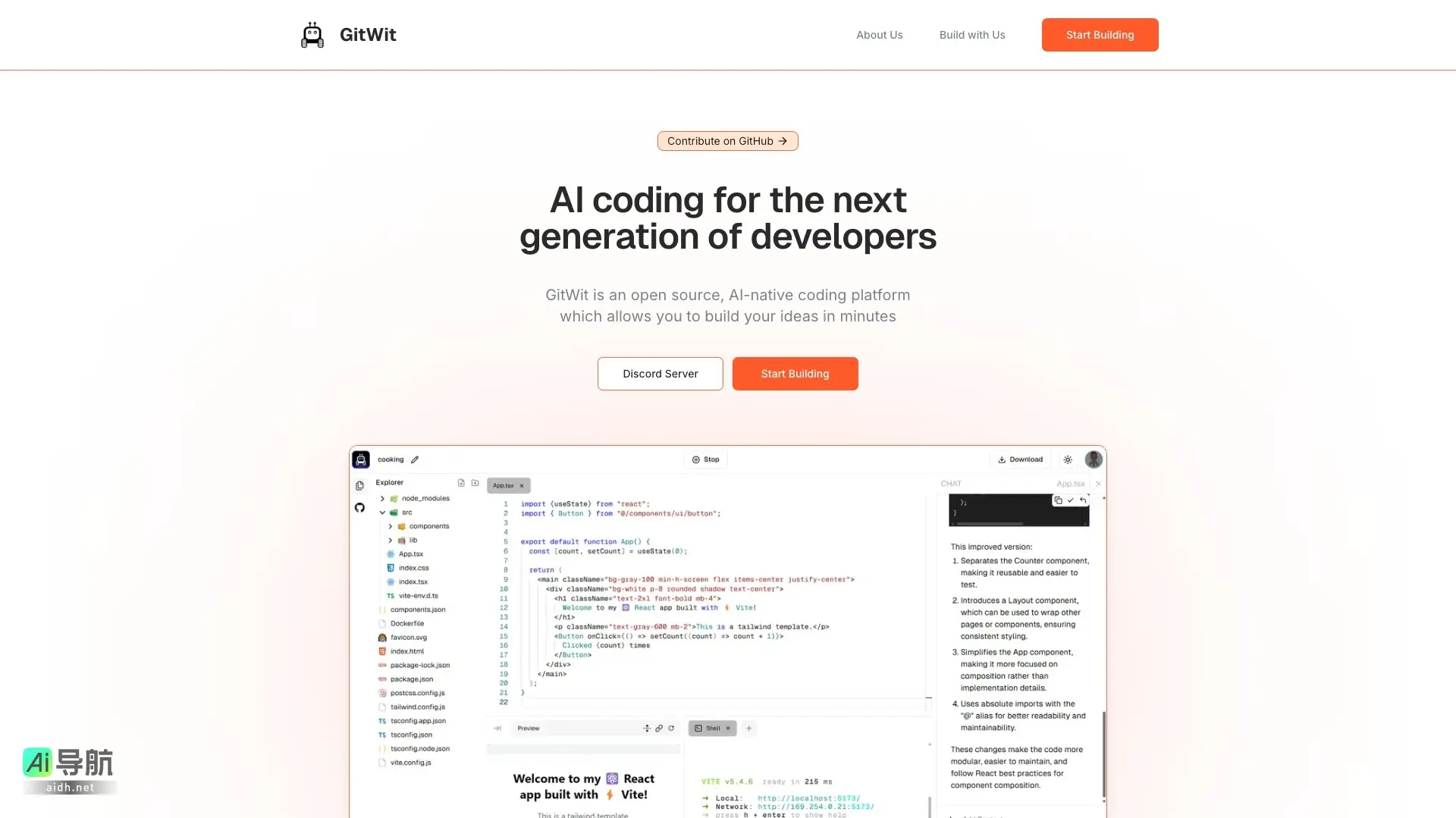 GitWit 是一个开源、AI驱动的浏览器IDE，助力开发者快速编写和部署代码