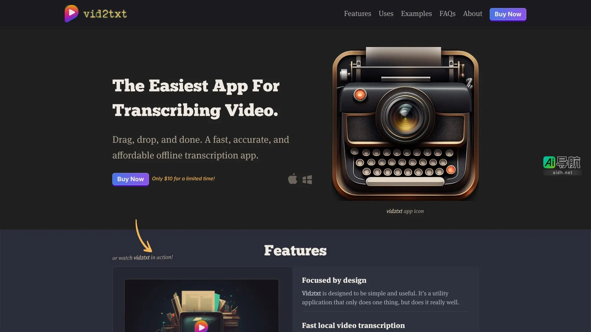 Vid2txt 提供快速、准确且经济实惠的离线视频转录服务，简化内容处理