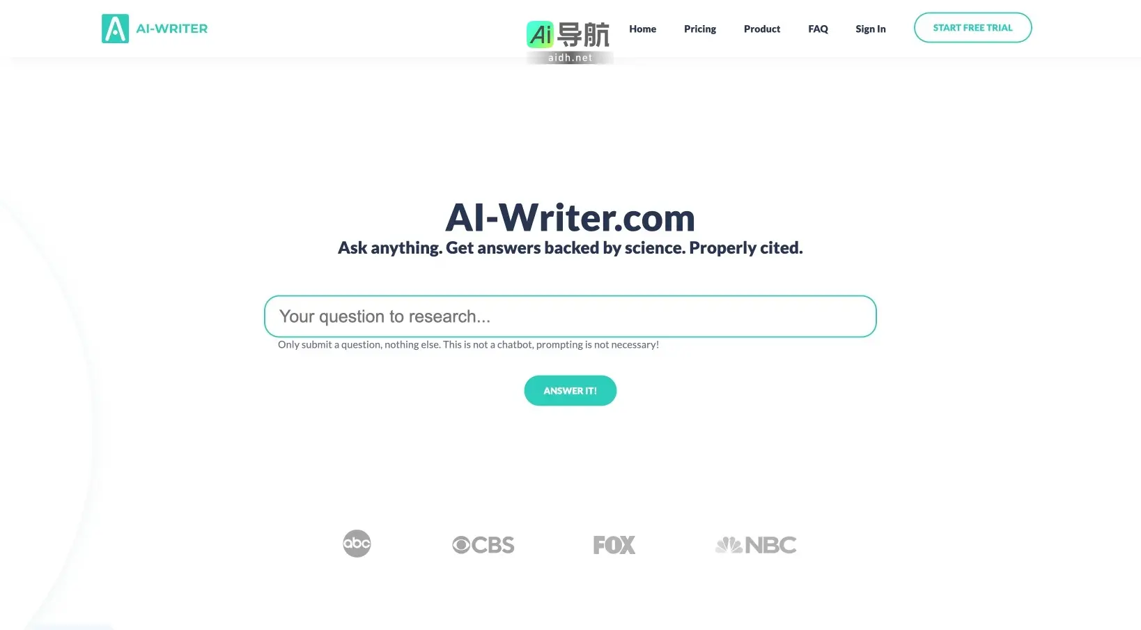 AI Writer 提供基于科学文献的可信赖研究答案，助力学术写作与信息验证