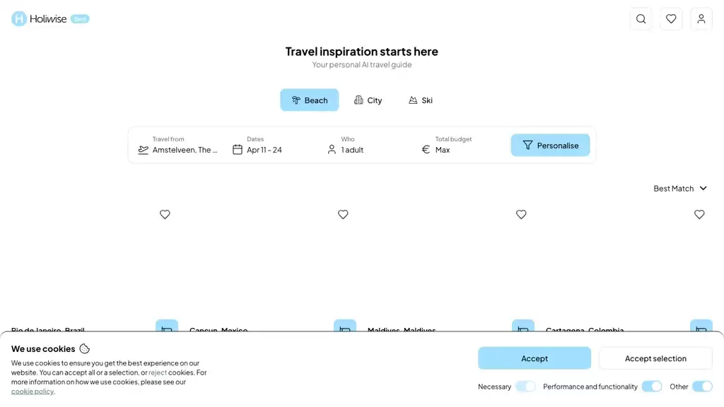 Holiwise：AI旅行规划应用，AI定制完美旅行目的地