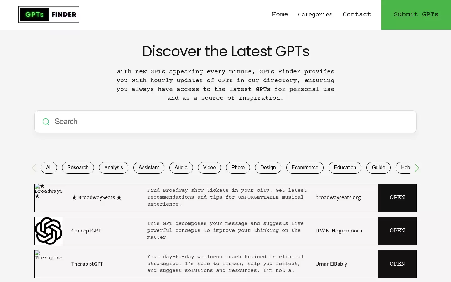 GPTs Finder : 发现最新GPT模型