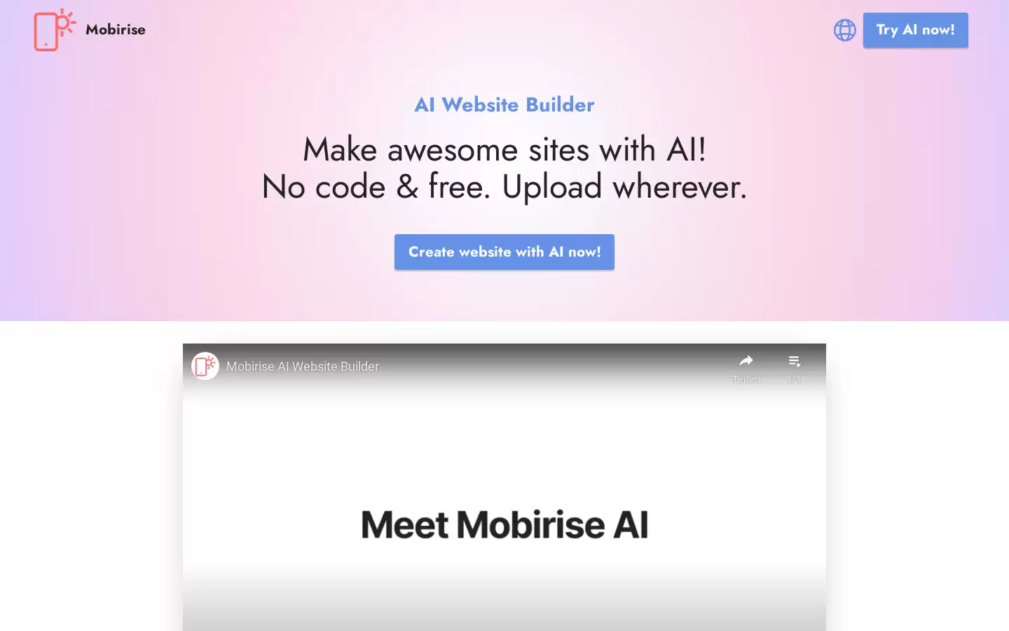 Mobirise : AI网站生成器。