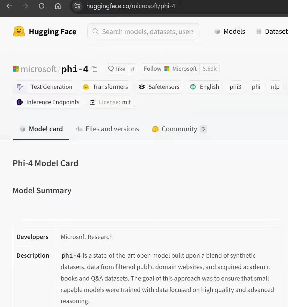 微软开源 140 亿参数小语言 AI模型 Phi-4，性能比肩 GPT-4o Mini