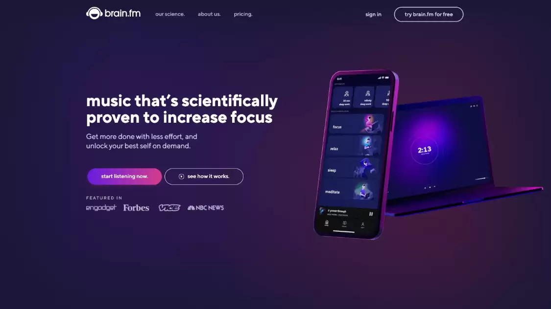 Brain.fm：AI音乐疗愈师，帮助你更好地集中注意力、放松和睡眠