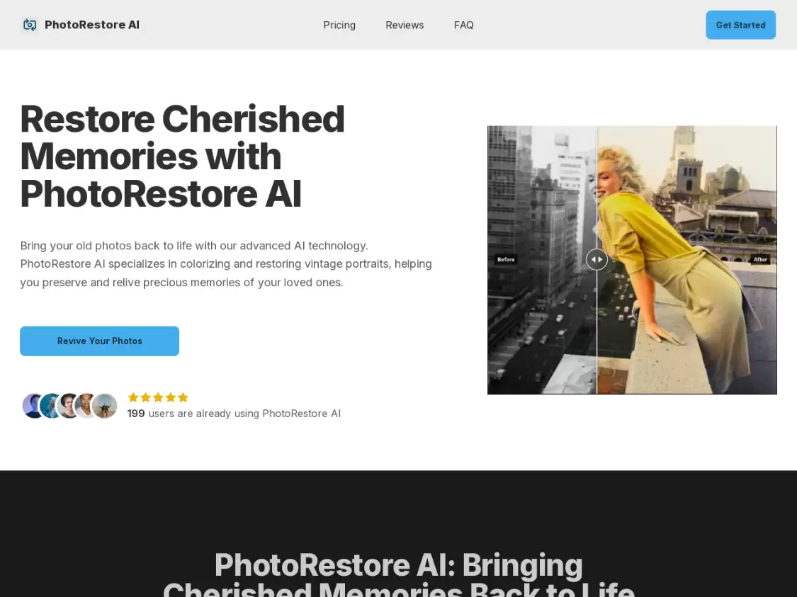 PhotoRestore AI：一键上传老照片，快速修复和上色的AI图片修复工具