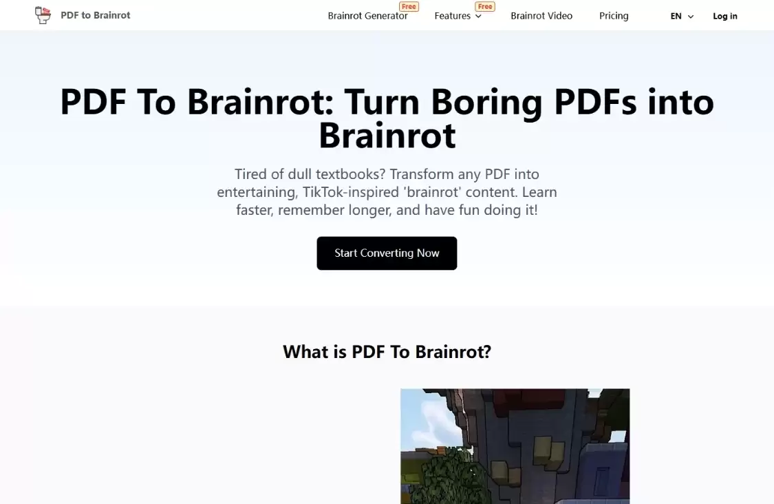 PDF To Brainrot：将PDF转换为脑洞内容，PDF一键转换TikTok视频