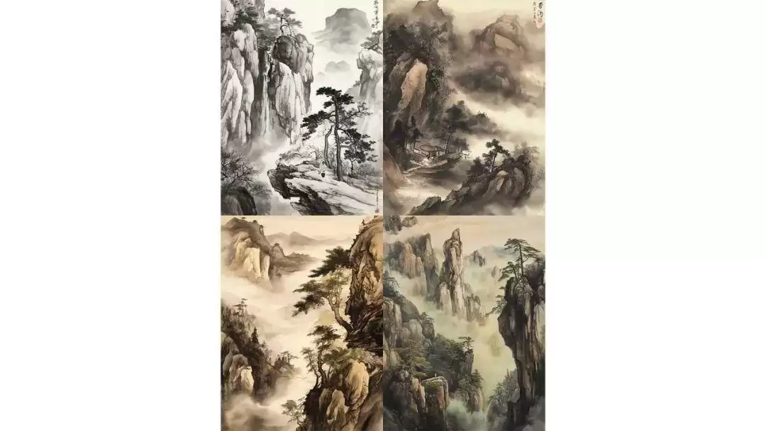 用AI轻松画出超逼真中国山水画，Midjourney提示词分享