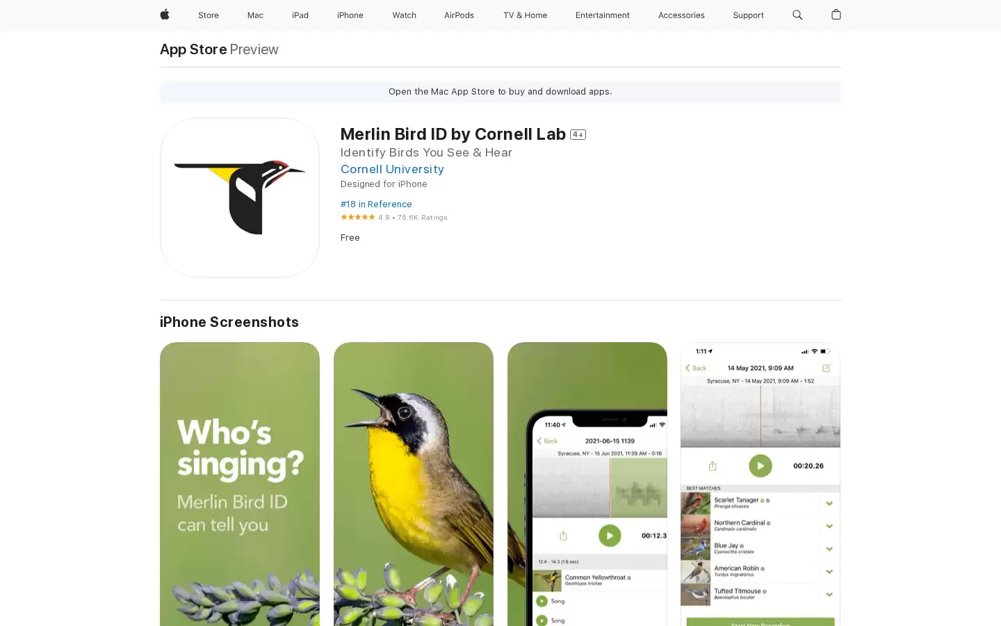Merlin Bird ID : 鸟类识别与学习工具