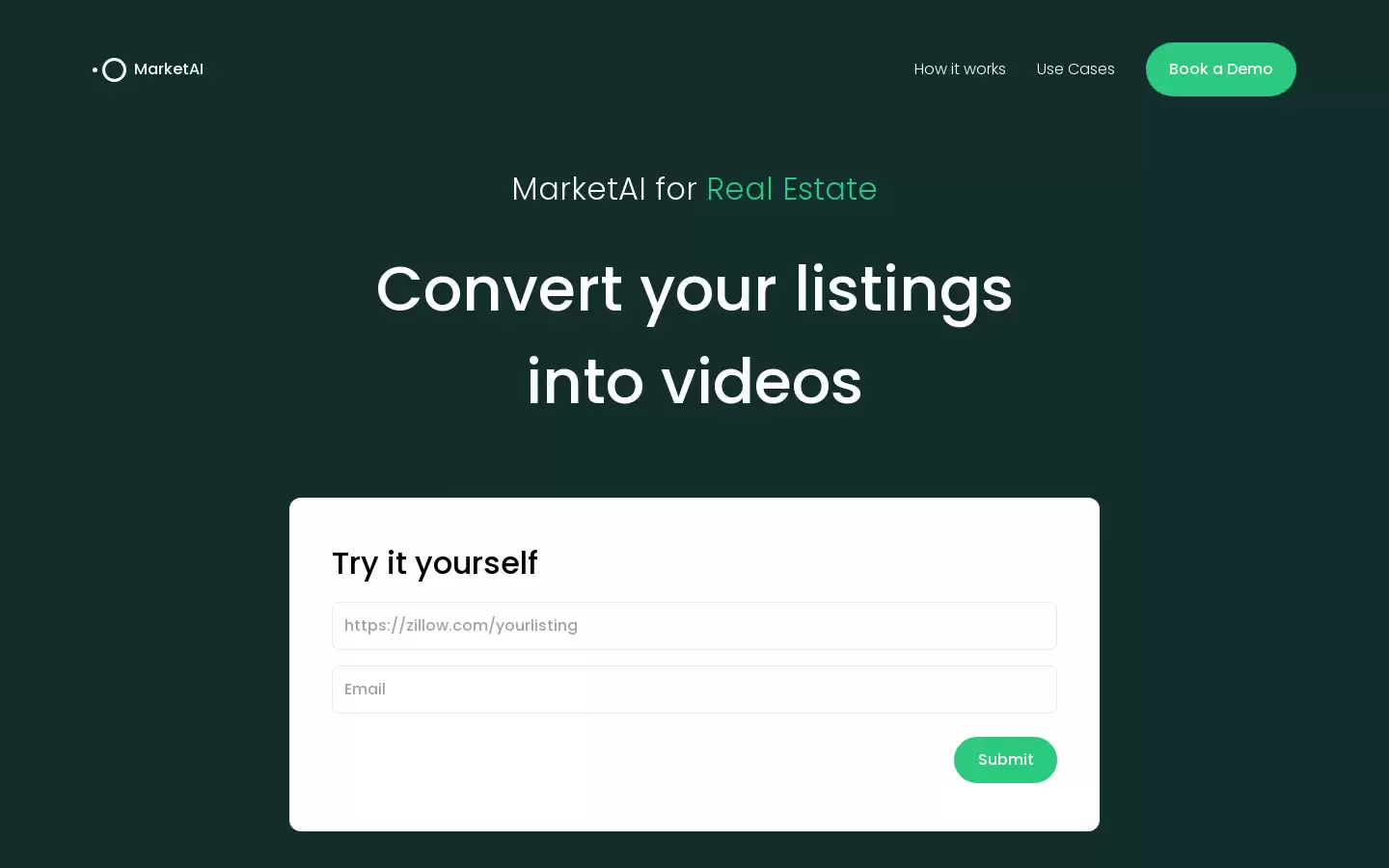 MarketAI : 一款视频营销解决方案,能够帮助房地产中介通过AI将房产信息自动转换成视频。