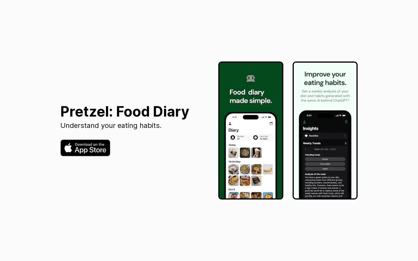 Pretzel : 食物追踪应用程序，每周进行人工智能分析和趋势