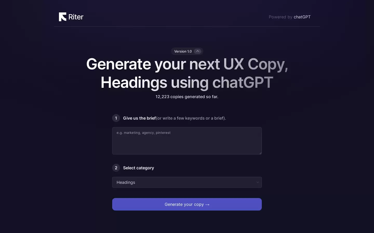Riter : 聊天文案生成器，快速生成用户体验文案