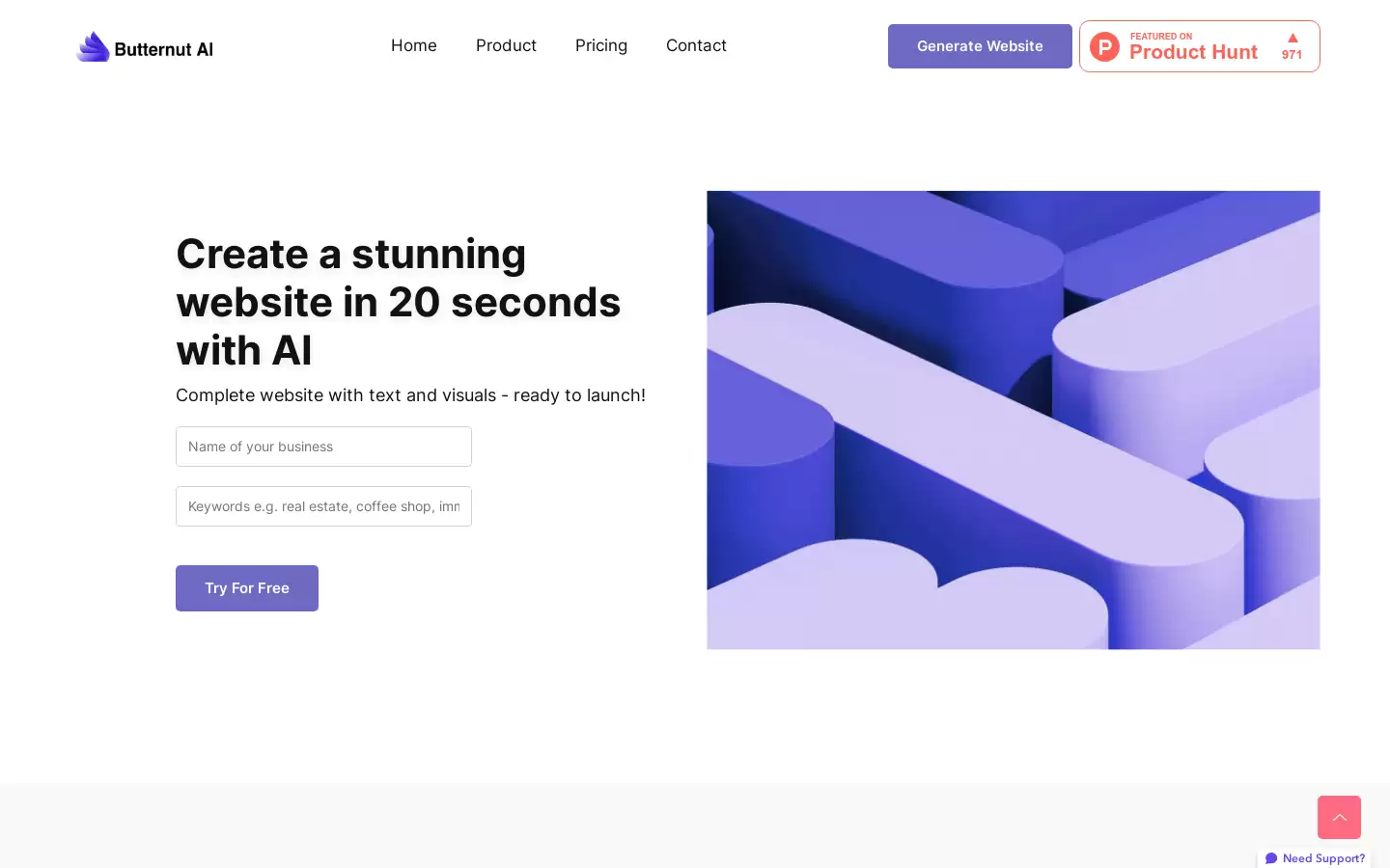 Butternut AI : AI快速生成网站