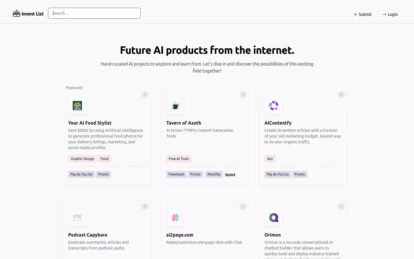 Invent List : 探索人工整理的未来AI产品项目