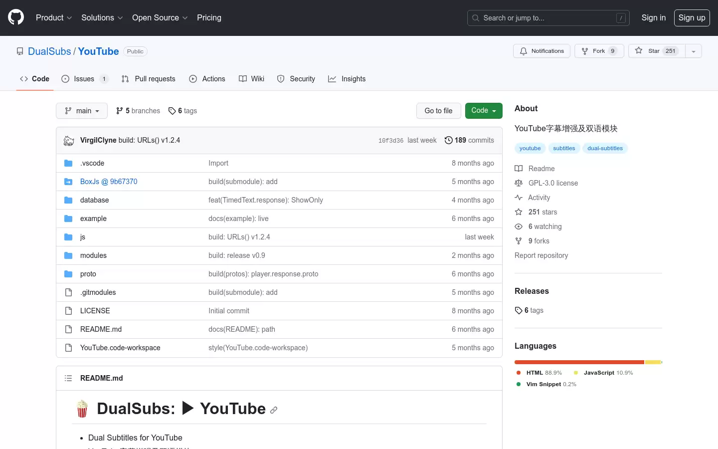 DualSubs : 为YouTube提供双语字幕