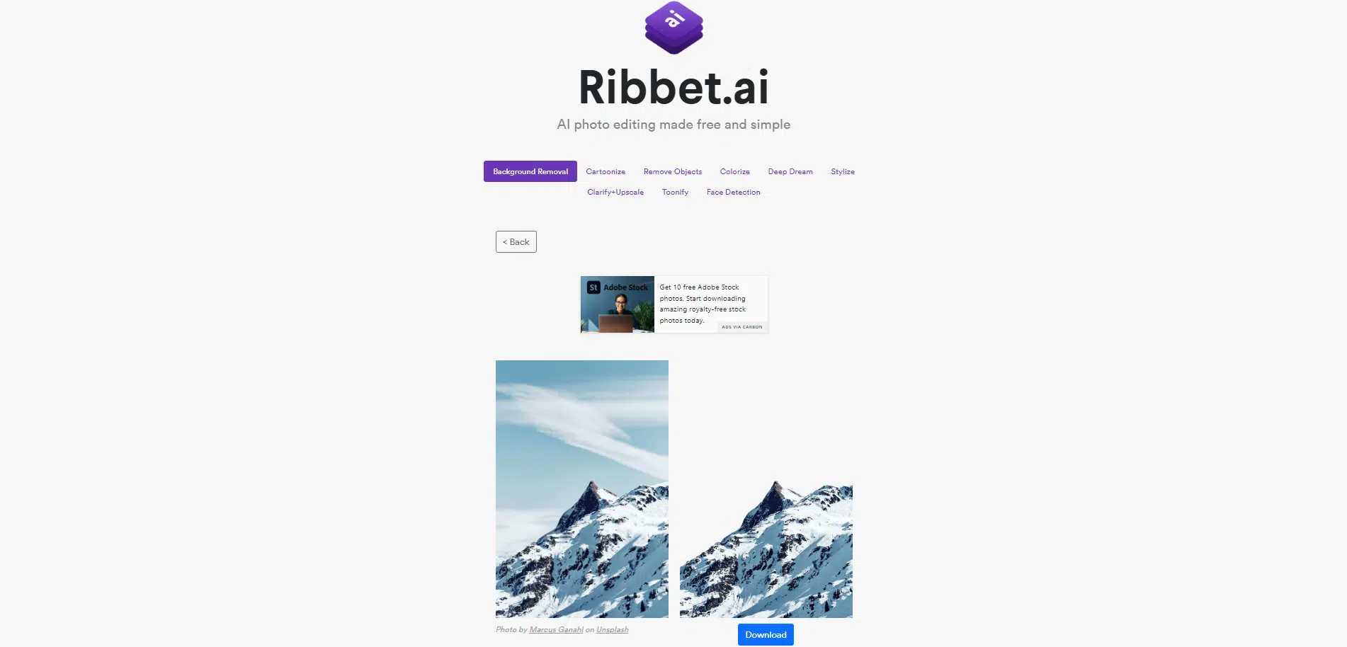 Ribbet：简单免费的AI照片编辑平台，综合性多功能AI图片处理工具箱