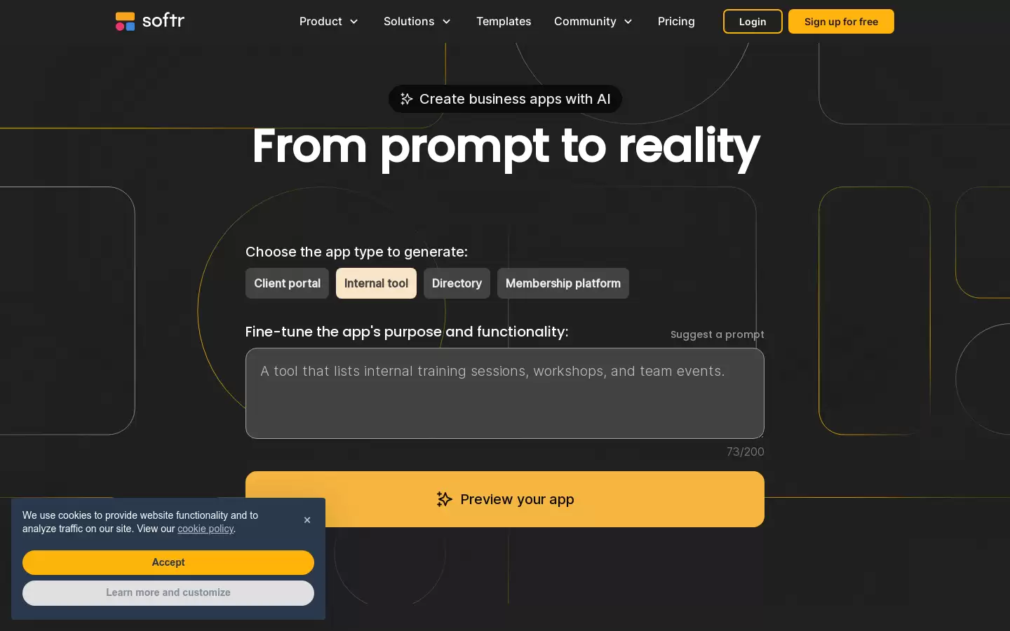 Softr AI : 一句话发布完整Web应用