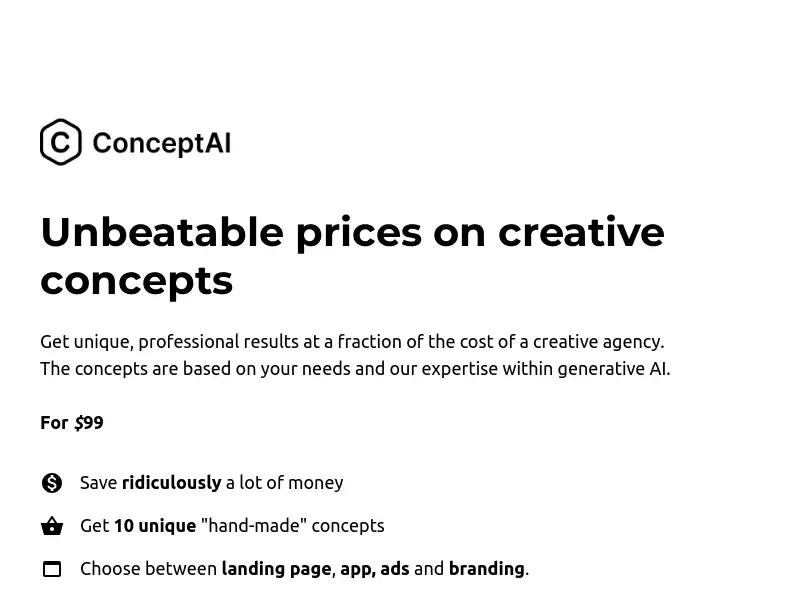 ConceptAI : 独特的、专业的创意概念