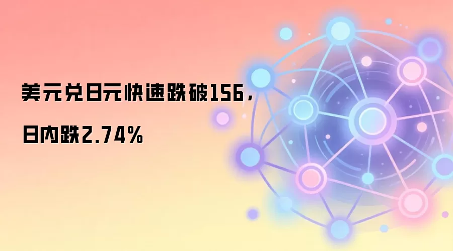 美元兑日元快速跌破156，日内跌2.74%