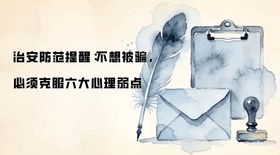 治安防范提醒：不想被骗，必须克服六大心理弱点
