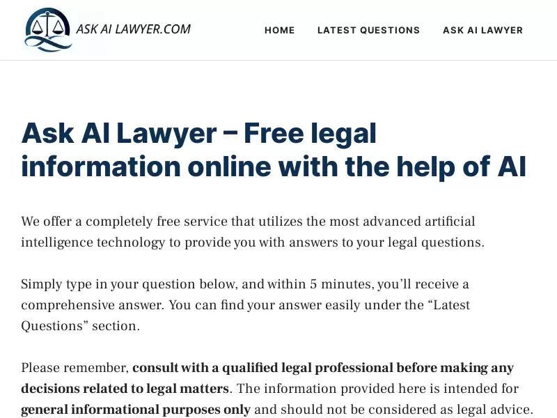 Ask AI Lawyer : 免费在线咨询法律问题，AI提供答案
