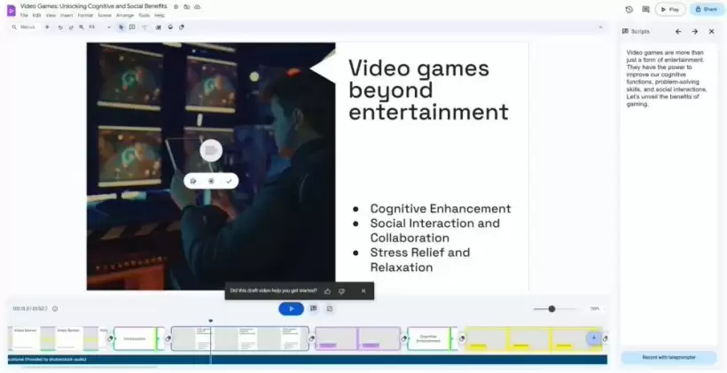 帮你写脚本、剪片、找素材，谷歌 AI 视频编辑应用 Google Vids 上线测试