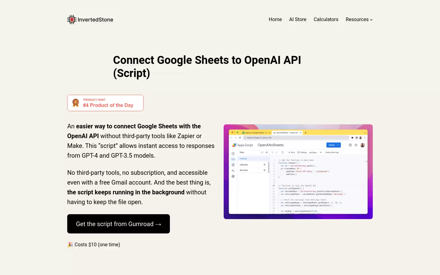 Google Sheets to OpenAI : 在不使用第三方工具的情况下，将Google Sheets与OpenAI API连接