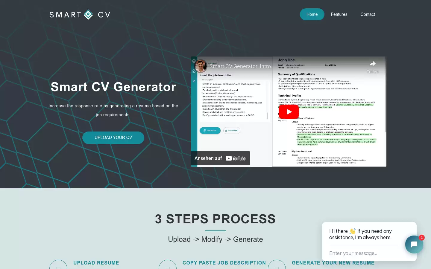 Smart CV Generator : 简历生成器