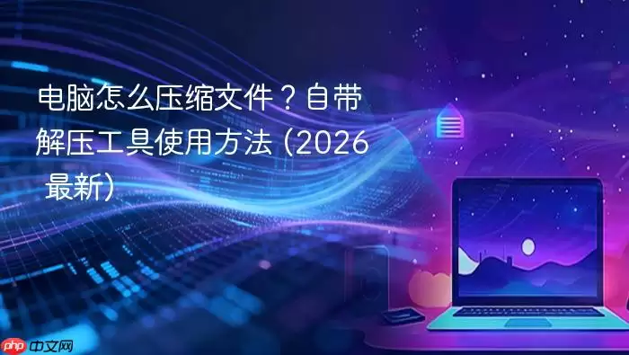 电脑怎么压缩文件？自带解压工具使用方法 (2026 最新)