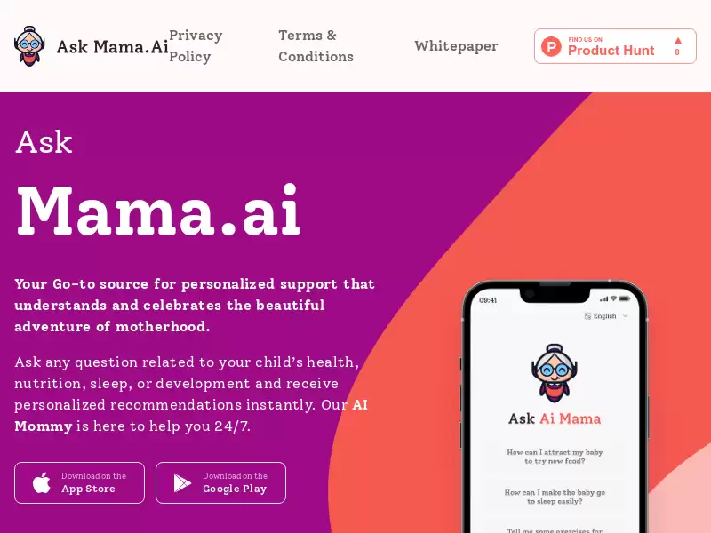 AskMama.ai : 个性化支持和指导，为您提供与母亲经验相关的问题的答案。