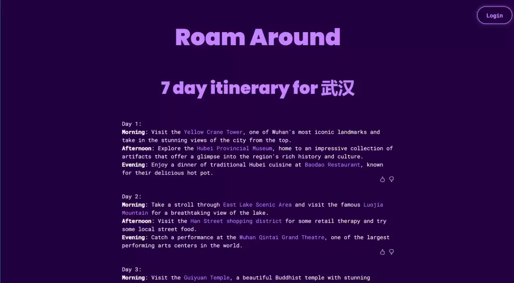 Roam Around：一款AI旅行助手，能够利用AI生成旅行计划的在线工具