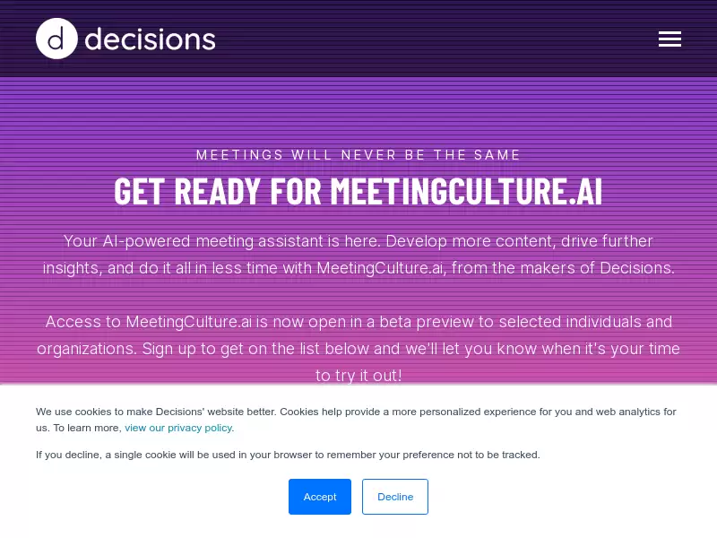 MeetingCulture.ai from Decisions : 会议管理的AI助手