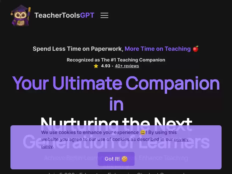 TeacherToolsGPT : 节省时间，提高教学效率。